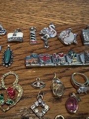 Vintage To Modern 40 Charms Lot Enamel Rhinestones Cameos Hearts Ace Flamingo