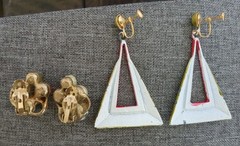 Vintage Earring Lot Pink and Green Clip Ons Screwback Lot of 4 Pairs Earrings