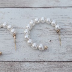 Vintage Earrings for Pierced Ears Faux Pearl Hoop Like Large Statement