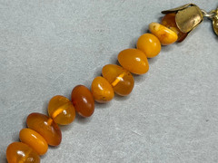 Vintage Baltic Amber Statement Necklace 46.9g Graduated Teeth Beads Cognac Honey