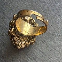 Vintage Ring Cognac Topaz Rhinestone Statement Cocktail Adjustable Size