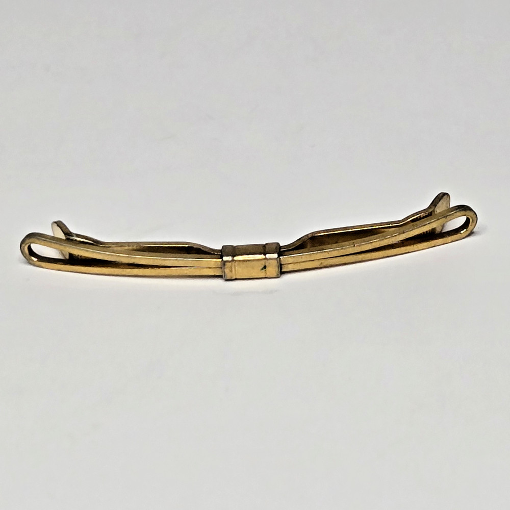 Vintage Heraldic Gold Tone Collar Bar Pin Tension Clip – Mid Century Traditional