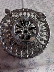 Sparkling Black Marquise And Clear Round Rhinestone Brooch Silver Tone Statement
