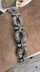 FAS STERLING SILVER 925 & CRYSTAL LINK BRACELET JEWELRY SAFETY CLASP 7.5” 🩶