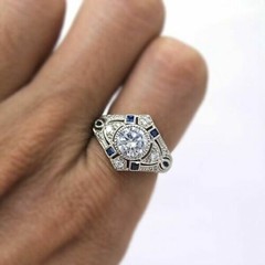 Antique Art Deco 2.30Ct White Diamond Vintage Wedding Ring 14K White Gold Plated