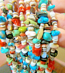 VTG. SW 5 STRAND BEADED NECKLACE W/JACKLAS, & SQUAW WRAP 23 ” LONG