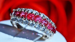 14k yellow gold 1.50ct natural diamond size 6.75 ring ruby band heated 4.95gr