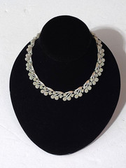 Vintage Trifari Signed Silver Tone Cherries Link Choker Necklace 14″-16″ 1950’s