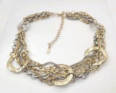 Vintage VCLM Gold And Silver Multi-row Chain Heavy Necklace 16in.