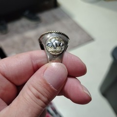 Vintage 1935 Sterling Silver Buffalo Nickel Ring Size 13