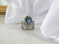 OrPaz 925 Sterling Silver London Blue Topaz Organic Ring Size 6