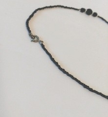 Vintage Black Crystal & Seed Bead Choker Necklace 15 in.