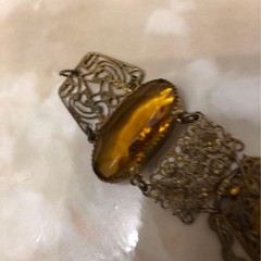1920s Brass Glass Bracelet Vintage Antique Collectible Not specified