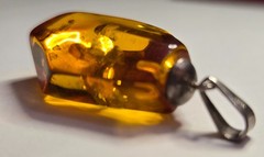 Vintage Brown Natural Amber Pendant from Latvia, Sterling Silver