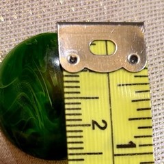 Vintage W Germany Green Enamel Clip On Earrings Mid Century Modern Domed Button