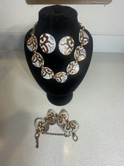 3 Piece MCM Enamel Over Copper Vintage Jewelry Match Necklace Earrings Bracelet