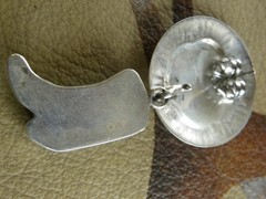 STERLING & TURQUOISE DANGLING COWBOY BOOT EARRINGS 2-1/4″