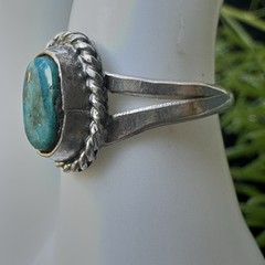 VTG Old Pawn Ring Size 4 Native American Ithaca Peak Turquoise Sterling 2.2g