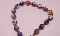Vintage Murano Glass hand knotted single strand beaded bracelet 7″ Italy