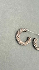 Vintage Sterlling Silver 925 Twisted Cable Mesh Chunky Wide Earrings 24.5mm 5mm