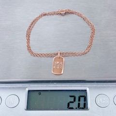 Cubic Zirconia Rose Gold-Plate “M” Dog Tag Necklace | 18″
