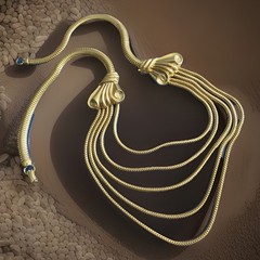 Classic Vintage Gold Tone Multi Strand Layered 15″ Snake Chain Necklace R30