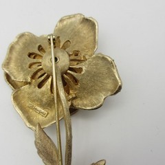 Vintage Francois By Coro Brooch Flower Textured Gold Tone Statement Large 4 Inch