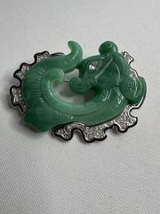 KJL Kenneth Jay Lane Faux Jade Dragon Brooch Rare