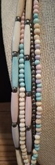 Vintage Pastel Buffalo Bone Beaded Necklace 4 Strand Southwestern Boho 35”