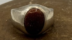 VINTAGE GOLDSTONE Sterling Silver 925 Band RING Sz 6.75