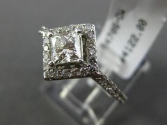 WIDE .99CT ROUND & PRINCESS DIAMOND 14KT WHITE GOLD HALO SQUARE ENGAGEMENT RING
