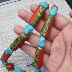 Vintage Venetian Gabri Style Glass Howlite Stone Beaded Necklace