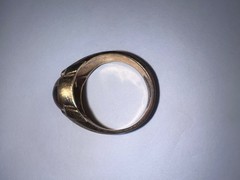 Vintage Mens Size 9 Tiger Eye Ring Gold Plated Maker Mark Gold Tone