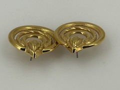 Vintage Gold Tone Post Earrings 1″ Concentric Ring Teardrop Textured