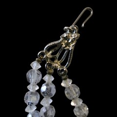 Vintage 3 Strand Crystal Glass Choker Necklace Clear Gray Faceted Beads 12–15″