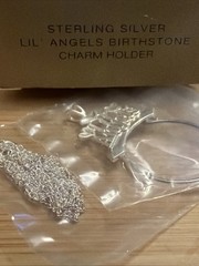 Vintage Avon Sterling Silver Lil’ Angels Birthstone Charm Holder & necklace