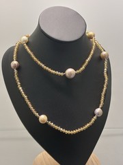 Vintage Pearl ,Crystal Aurora Borealis Pearl Bead Necklace