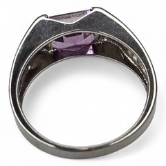 Vintage Sterling Silver 925 Purple Topaz Faceted Gemstone Ring Size 11.25