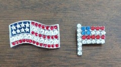 VINTAGE AMERICAN FLAG RHINESTONE PATRIOTIC PIN BROOCH SET