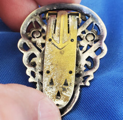 Vintage ORIGINAL Deco STERLING SILVER Diamond Cut Marcasite Brooch Clip BROACH