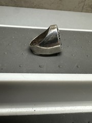 Vintage .925 Silver Ring w/Red Stone in Cross Symbol Made in Israel Size 8.5