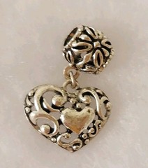 Vtg 2 Now Lot of Heart Pendants/Charms sum w Rhinestones Gold-tone/Silver-tone