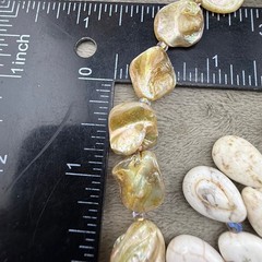 Polished Stone Mother of Pearl Necklace Layered Beaded Boho Surfer Beach 18”
