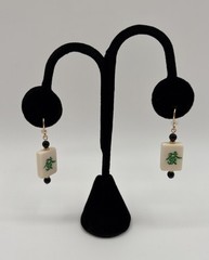 VTG Fabrications Mah-Jong Dangle Earrings 2” Drop Hand Painted 1990s/2000s NOS