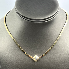 Vintage Panetta 80s Dainty Rhinestone Necklace Gold Tone 15.5″