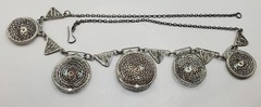 800 Silver Arabic Marked Egyptian Storyteller Filigree Panel Link Necklace