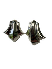 Vintage Silver Tone Sculptural Statement Earrings Geometric Modernist Pierced