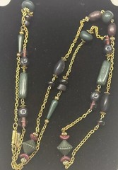 Vintage Casual Corner Beaded 44” Necklace ~ Gold Tone – Multicolor Glass Beads
