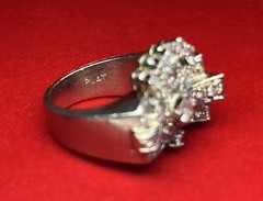 1970s Fine Platinum Over 1.5CT in Diamonds Retro Ring Size 6