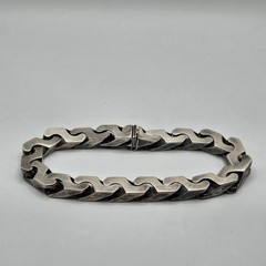 Vintage Handmade 835 Silver Fancy Link Chain Bracelet 8.5″ 10mm West Germany 58G